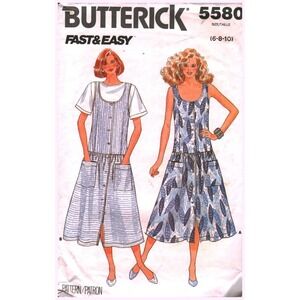 Butterick 5580 Vintage 80s Dress and Top Sewing Pattern Size 6 8 10 Fast & Easy